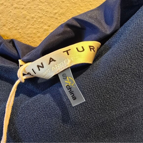 Trina Turk One Shoulder Fringe Dress, Turquoise Womens Gull Sz S NWT - Picture 5 of 6